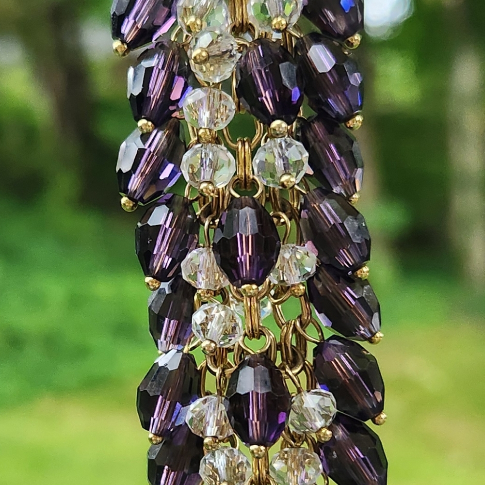 RARE Art Deco Brooks Brothers Amethyst-stone glass & crystal bracelet